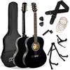 3rd Avenue Pacchetto con chitarra acustica 3rd Avenue di dimensioni standard 4/4 livello beginner, custodia da trasporto, plettri e corde di riserva, stand, tracolla, capotasto- Nero