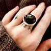 Brillante Onice Nera Gemma 925 Argento Sterling Mano Anello Tutti Misura AC-162