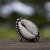 Buona Aspetto Cowire Cover Gemma 925 Argento Sterling Mano Anello Tutti Misura