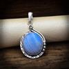 Handmade Lussureggiante Blu Pizzo Agata Gemma 925 Argento Handmade Ciondolo 6.1cm