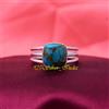 Blu Rame Turchese Gemma Argento Sterling 925 Artigianale Anello