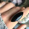Bello Onice Nera Gemma 925 Argento Sterling Mano Anello Tutti Misura AC-15
