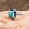 Blu Rame Turchese Gemma 925 Argento Sterling Artigianale Anello Tutti Size R-16