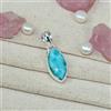 Natale Caraibi Larimar Gemma 925 Argento Sterling Fatto a Mano Ciondolo AC-236