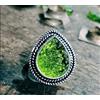 Adorabile Verde Moldavite Gemma 925 Argento Sterling Mano Anello Tutte le Misure
