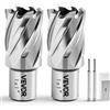 VEVOR Set di Punte per Trapano a Corona HSS 4 pezzi, Set Punte per Albero di Trapano Magnetico Diametro di Taglio 25,4 mm con 2 Perni di Centraggio Profondità di Taglio 25,4 mm Acciaio Rapido M2AL