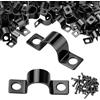 mawmuaw 60 Pezzi Morsetti a U a Due Fori 3 mm con 120 Pezzi Viti Morsetti per Tubi Acciaio al Carbonio Fascette Stringitubo a Forma di U Clip di Tensione Nero per 3 mm Cavi Condotti Recinzioni