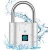 SPORWAY Lucchetto con impronte digitali, ricarica USB, senza chiave, impermeabile IP55, piccolo lucchetto con impronte digitali per palestra, ufficio, casa, giardino, armadio (argentato)