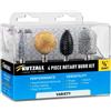 Kutzall Set di Frese Rotanti da 4 Pezzi - Albero da ¼, Grane Miste - Accessorio Falegnameria per Attrezzi Bosch, DeWalt, Makita, Milwaukee - Carburo di Tungsteno Strutturato