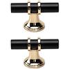 FEEIMOL 2 Pezzi Maniglie per Mobili da Cucina Foro Singolo Nero Oro Maniglie T Bar Cucina in Lega di Zinco Maniglie per Cassetti Armadietti Mobile (Nero con Base Dorata)