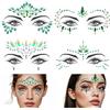 WDZGX Viso Gemme Adesivi Lucido Brillantini Festival Strass Glitter 4 Pezzi per Feste Carnevale Halloween Trucco Carnevale Musicale (Colore: Verde)