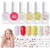 LAKPYN Set di Smalto per Unghie per Bambine, 6 Colori Brillanti con Glitter e 3 Fogli di Adesivi per Unghie, Smalto a Base d'Acqua Atossico e Inodore, per Piccole Principesse