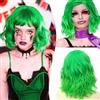 Leonshco Parrucca Donna, Parrucca Verde, 25 Cm/9,8 Short Driver Hair Distribution Net, Purple Scarf, False Ciglia, Adatto a Carnival, Halloween, Feste a Tema, Accessori per Costumi, Pialtramento di Ruolo