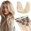 Elailite Extension Capelli Veri Clip 18#/613# Beige Sabbia Biondo/Bleach Biondo, 35cm 60g 8 Fasce Singole 100% Remy Human Hair Naturali Lisci