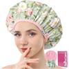 Years calm Cuffia da doccia da donna, riutilizzabile, impermeabile, a doppio strato, con stampa botanica tropicale, per doccia, spa, viaggi, bagno e protezione quotidiana dei capelli