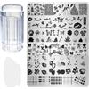 Futuhada Set 7 Pezzi Timbri per Nail Art con Stamper Francese e Raschietti - Kit Manicure Completo per Unghie Lunghe e Corte French Stampino Unghie Pannello Per Stampa Per Unghie Stamping Timbro