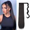 Gairyan 55cm Coda Capelli Extension Coda di Cavallo Lisci Posticci per Capelli Wrap Around Ponytail Extension Finta Estensione Sintetici Lungo per Donna, Jet Nero
