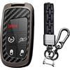 TECART Cover per chiave auto, adatta per Chrysler 300C Jeep Renegade Compass Grand Cherokee Dodge FIAT 500X PVC portachiavi Keyless Go protezione 3 tasti fibra di carbonio, A-nero., 3-Taste