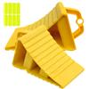BORDEAG 2 cunei per rimorchio, cunei per auto, cunei del freno per rimorchio, cuneo con striscia di avvertimento riflettente, cunei con maniglia, fondo antiscivolo, per camper (200 x 120 x 110 mm)