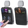 Naapesi 2 Pezzi Proteggi Sedile Auto Bambini Posteriore, Protezione Universale per Sedile Auto con 3 Tasche Organizer e Cinghia Regolabile per Bambini, Impermeabile e Resistente alle Macchie, 70 x 49 cm, Nero