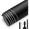 GRTHTATI 50cm x 150cm Pellicola Adhesiva per Auto Nero Lucido Pellicola Wrapping Pellicola Protettiva per Interni/Esterni di Auto, Moto, Bici (Nera Opaco, 50cm x 150cm)