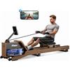 MERACH Vogatore ad Acqua Pieghevole, in legno di gomma e sedile confortevole, con esclusiva mappa interattiva APP, esperienza di canottaggio immersiva, MAX 180 kg (R28)