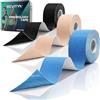 REVITY Tape Kinesiologico, Set 3 Rotoli 5 cm x 5 m, Nero, Color Carne e Blu, CE | Nastro Kinesiologico Elastico per lo Sport e la Fisioterapia, Tape Resistente all'Acqua, Latex-free, Dispositivo Medico