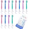 FHRYNA 12 Pezzi Spazzolini da Viaggio 5 in 1 Monouso, con Dentifricio Integrato, Filo Interdentale e Raschietto Lingua (Sapori Assortiti)