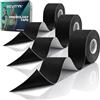 REVITY Tape Kinesiologico, 3 Rotoli 5cm x 5m, Nero, Dispositivo Medico CE | Nastro Kinesiologico Elastico per lo Sport e la Fisioterapia, Tape Resistente all'Acqua, Latex-free, Durevole, Traspirante