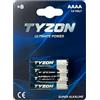 TYZON Batterie AAAA 1,5 V Super alcaline - Confezione da 8 batterie a lunga durata per telecomando, lampade a LED, termometro, giocattolo, senza mercurio