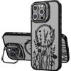 OAOA Custodia magnetica compatibile con iPhone 16 Pro con cavalletto, compatibile con Magsafe, supporto integrato per fotocamera, protezione militare anti-caduta, custodia in TPU per donne, fiore