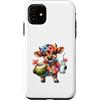 Tropical Bovine Vibes Custodia per iPhone 11 Carino hawaiano vitello cocco bevanda mucca tropicale