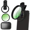 Monemey Clip-on Filtro CPL con Un Panni di Puliziaper per Cellulare, Filtro Polarizzatore Circolare, Telefono CPL Compatibile con iPhone, Samsung e la Maggior Parte (52 MM)
