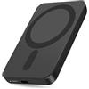 Miady Power bank magnetico da 5000 mAh, ricarica magnetica wireless da 5 W, ricarica rapida USB-C da 12 W, batteria esterna ultra sottile, compatibile con iPhone 12-17 serie (nero)