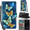 Haninsuze Cover per Samsung Galaxy S25 FE 5G, farfalla dorata | Pelle PU Portafoglio, Porta Carte, Magnetica, Libro, Antiurto Custodia
