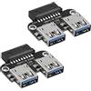 CERRXIAN 2 adattatori da 19 pin a doppia USB 3.0 A, scheda madre da desktop 19/20 pin Prot a doppia USB 3.0 femmina, PCBA tipo piatto