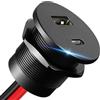 CamperXlite presa usb 12v camper in alluminio, doppia porta socket 18W QC et 30W PD per van, roulotte, yacht, usb 12v per rimorchi, caravan, barca, furgone, camion (1 Pezzi)