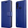 iCatchy - Custodia a portafoglio in pelle per Motorola Moto G8 Power Lite, con funzione di supporto, compatibile con Motorola Moto G8 Power Lite, colore: Blu