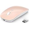 TECKNET Mouse Wireless Bluetooth, Mouse Senza Fili con DPI Regolabile 4800/3200/2400/1600/1200/800, Mouse RF 2.4G con Ricevitore USB, Mouse Portatile Mini da 4 Tasti Compatibile con Laptop, rosa