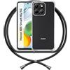 ANFAIRLACE Cover Cordino Compatibile con Honor 400 Smart 4G 5G, Trasparente TPU Morbido Chiaro Silicone Laccio, Nero