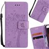 LEMORRY Per Huawei Mate 10 PRO Custodia Pelle Cuoio Flip Portafoglio Borsa Protettivo Magnetico Supporto Morbido Silicone TPU Cover Custodia per Huawei Mate 10 PRO, Fortunato Albero (Luce Viola)