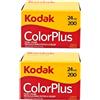 Kodak ColorPlus 24 pose 200 Iso, 35mm, Pellicola colore, 2 pezzi.
