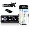 SIXTOP Autoradio 1 Din Bluetooth 5.0 con Supporto Telefono, Stereo Auto FM, Radio 1 Din con 7 Colori Illuminazione, Auto MP5, Controllo del Volante, TF/USB/Aux