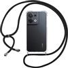 ISOI Custodia con corda per OPPO Reno 8 5G, custodia trasparente in TPU morbido silicone case con cinturino pendente regolabile, collana con cordino da collo, colore: nero