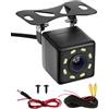 Générique Telecamera di retromarcia con visione notturna 8 LED per auto, posteriore grandangolare 170°, impermeabile IP68, facile installazione universale compatibile con 12 V auto SUV camion pickup