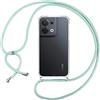 ISOI Custodia con corda per OPPO Reno 8 5G, custodia trasparente in TPU morbido silicone case con cinturino pendente regolabile, collana con cordino da collo, colore: verde