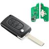 Lizbn Guscio chiave peugeot 307 telecomando a 3 pulsanti compatibile con Peugeot 207 307 308 407 607 Citroen C2 C3 C4 CE0523 433 Mhz telecomando chiave per chip ID46 (PCF7941) (segnale ASK, lama HU83)