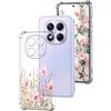 DiaryTown Cover per Xiaomi Redmi Note 14 Pro 4G Motivo Bello Trasparente Sottile Morbida TPU+PC Custodia in Silicone Antiurto Bumper Protettiva Case per Donne Ragazze - Mazzo Fiori