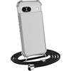MyGadget Cover per Google Pixel 8A - Custodia con Corda - Case con Cordino Trasparente Antiurto con Laccio | Tracolla - Practical Stylish - Nero