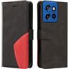 XINNI Cover Protettiva per Motorola Edge 50 Neo Case, retrò Cellulare Custodia Libro Antiurto in Flip Pelle PU/TPU, Portafoglio Flip Magnetica, Nero